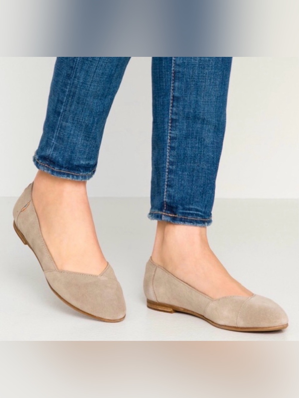 TOMS Women's Taupe Suede Pointed Ballet Flats